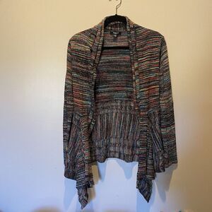 Beulah Style Rn131095 Drape Cardigan Colorful Boho Shredded Trim Size‎ Medium
